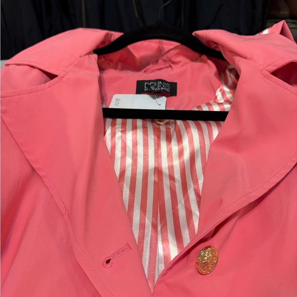 Dennis Basso Water Resistant Trench Coat Detachable Hood Belt Pink Large Petite - Picture 6 of 6